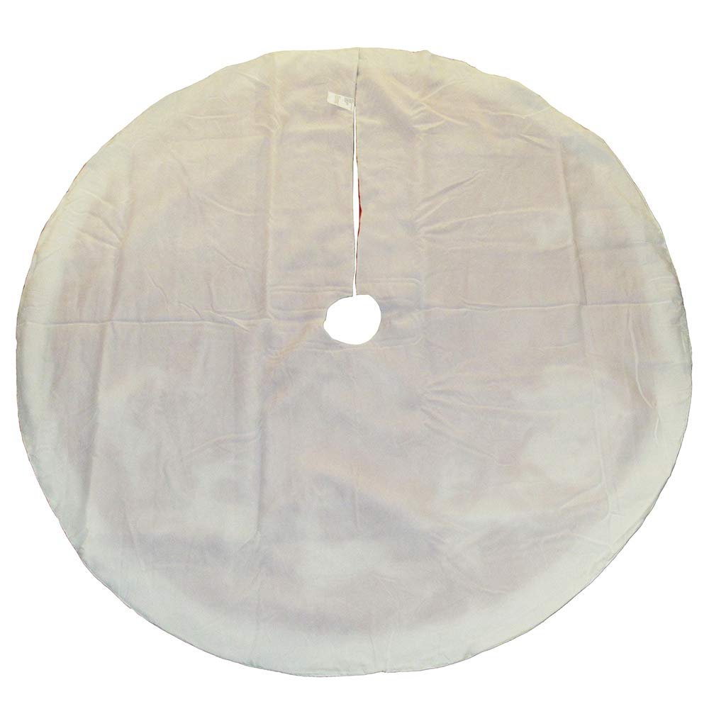 Kurt Adler - 50" Red and White Embroidered Santa and Reindeer Tree Skirt