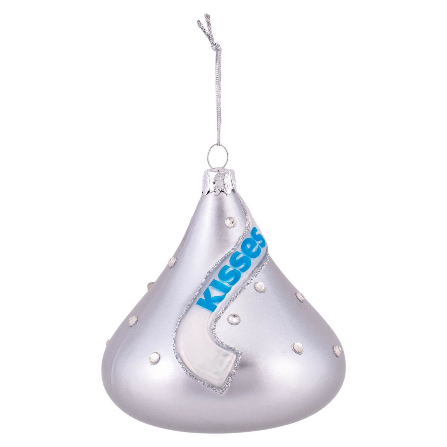 Kurt S Adler Hershey Kiss Silver Tone 3.5 Inch Glass Hanging Christmas Ornament