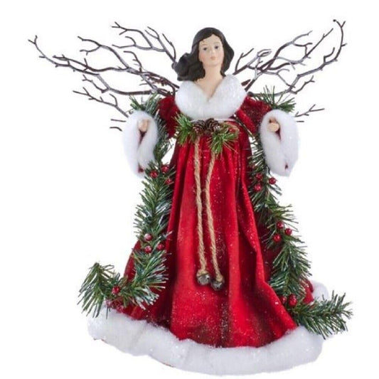 Kurt Adler 14-Inch Fabric Mache Red Angel Treetop