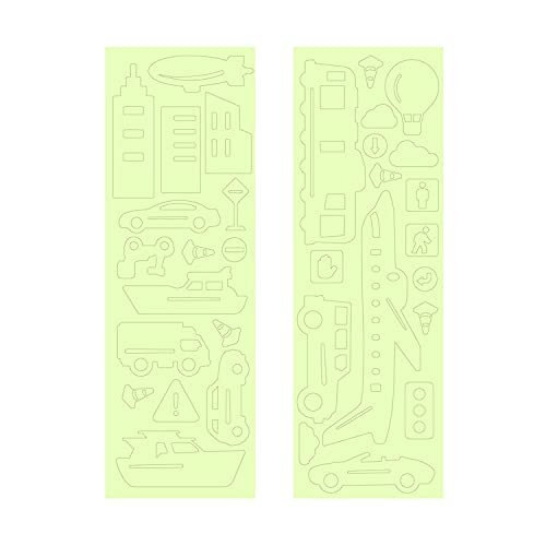GLOPLAY Vehicle Series (32pcs/Pack), Glow in The Dark Educational Wall Stickers, The Eco-Friendly and Brightest Wall Stickers for Ceiling, Bathtime, Bedroom, Party, Decor