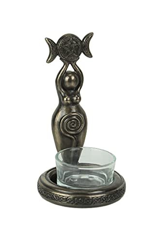 Veronese Design 4 3/4" Spiral Triple Moon Goddess Tealight Candle Holder Resin Sculpture Bronze Finish