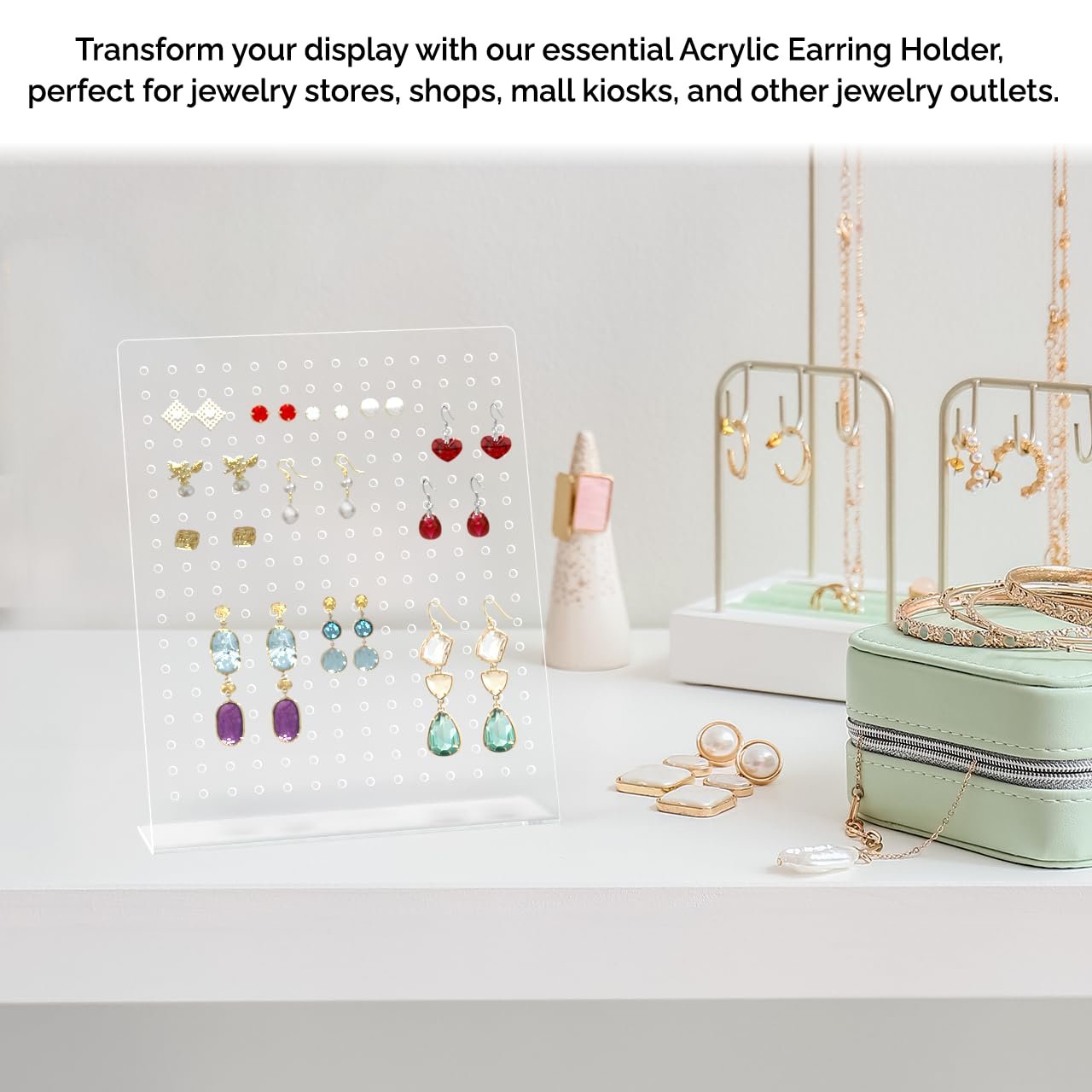 Marketing Holders Earring Display Stand 120 Pair Slant Back Clear Acrylic for Hoops Studs or Dangles Craft Fairs Art Shows Jewelry Designers Secondhand Shops Accessory Outlets Portable Neat