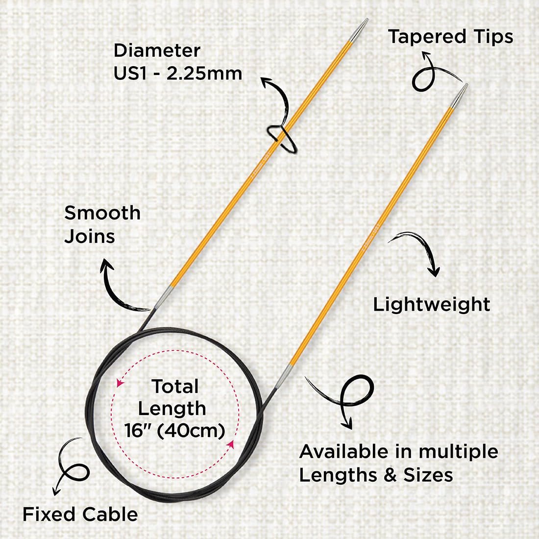 KnitPro Zing Fixed Circular Needles 16" (40cm)
