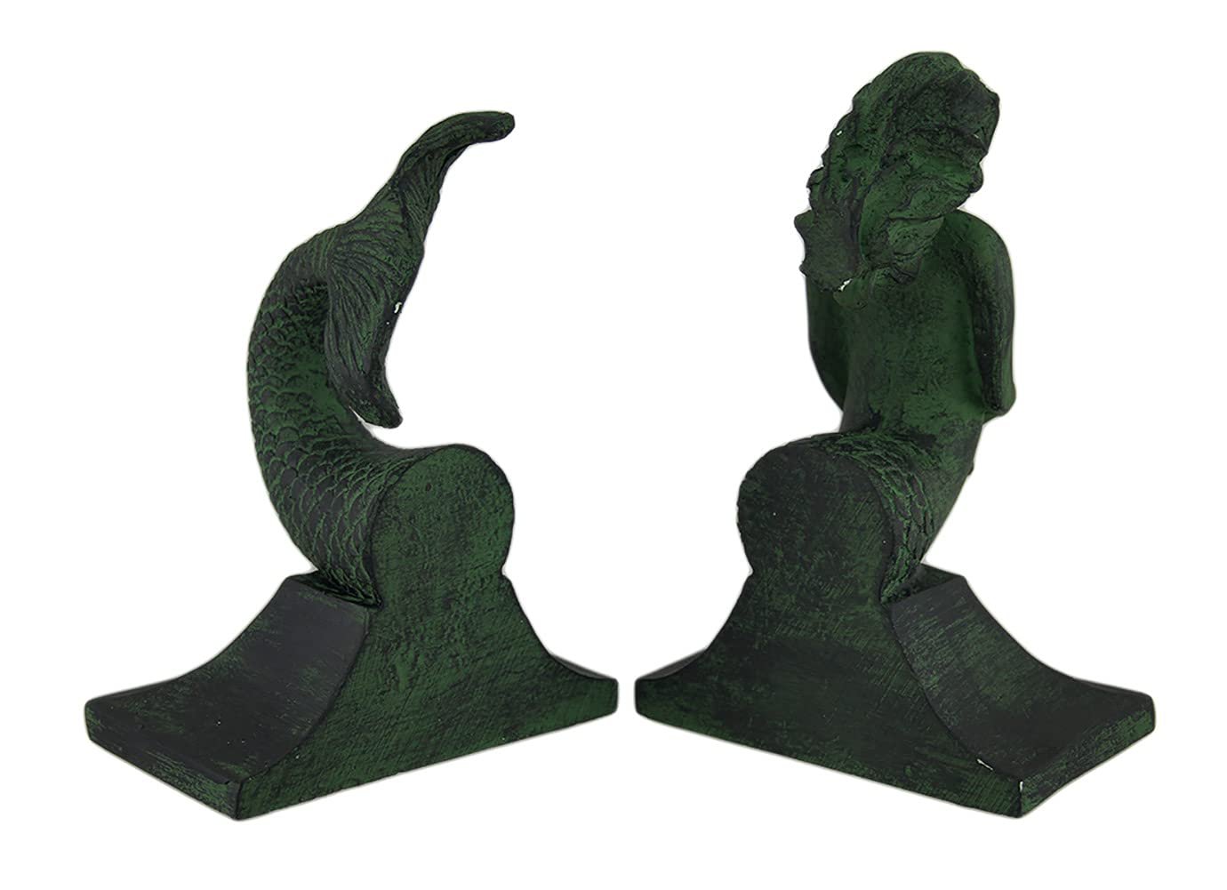 Mermaid Top and Tail Verdigris Finish Bookend Set
