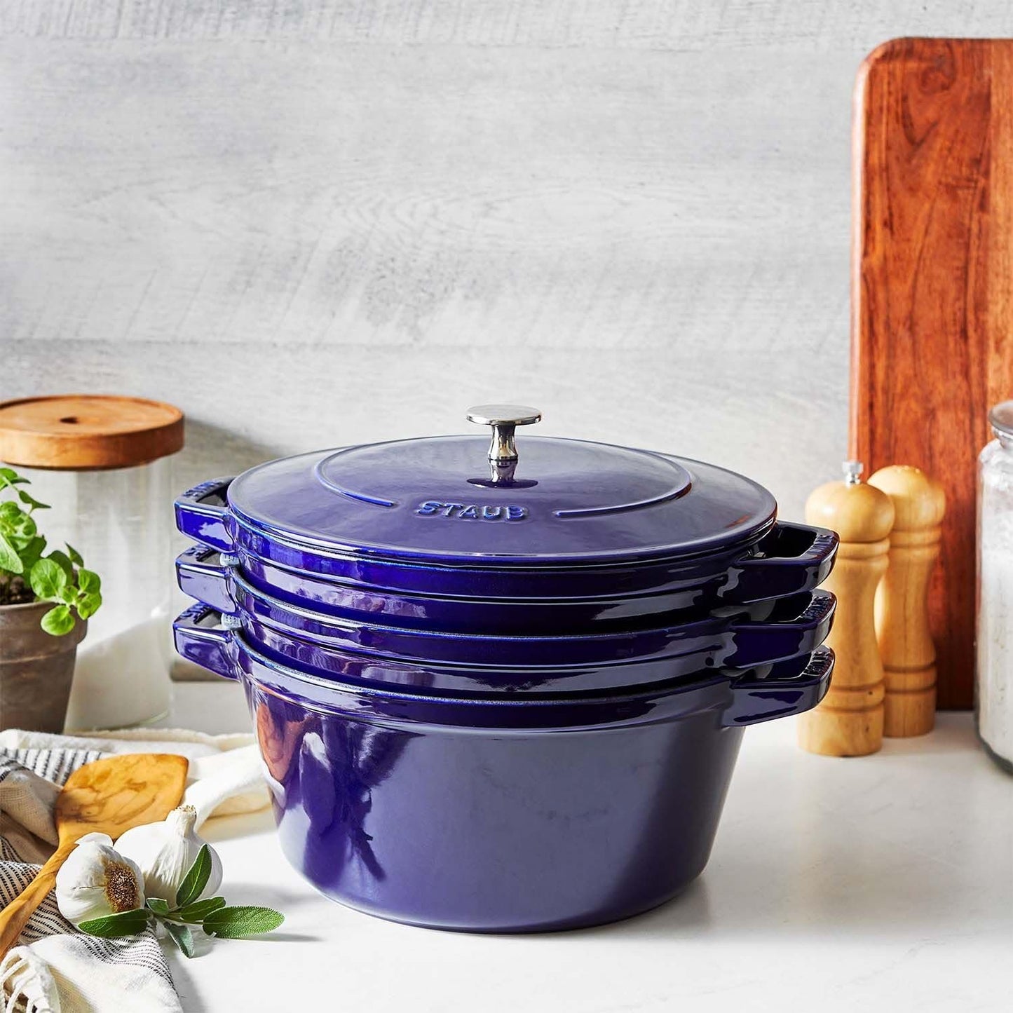 STAUB 4-pc stackable cookware set