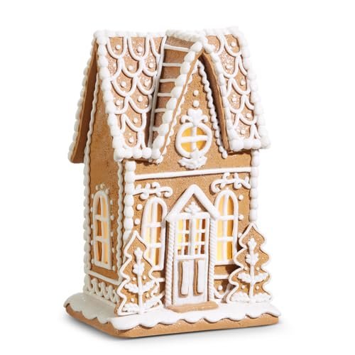 Raz Imports Christmas Lighted Gingerbread House Figurine, 10.5-inch Height, Holiday Decoration, 4416142