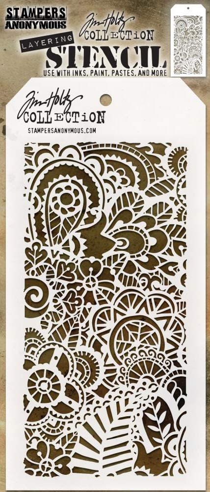 Tim Holtz Stencils Set - Doodle Art 1, Doodle Art 2 and Bouquet - 3 Item Bundle