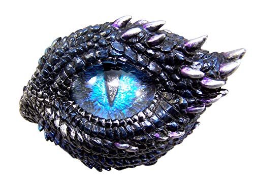 Unicorn Studios Purple and Blue Thorny Scale Dragon Eye Jewelry Trinket Box, 5 Inch