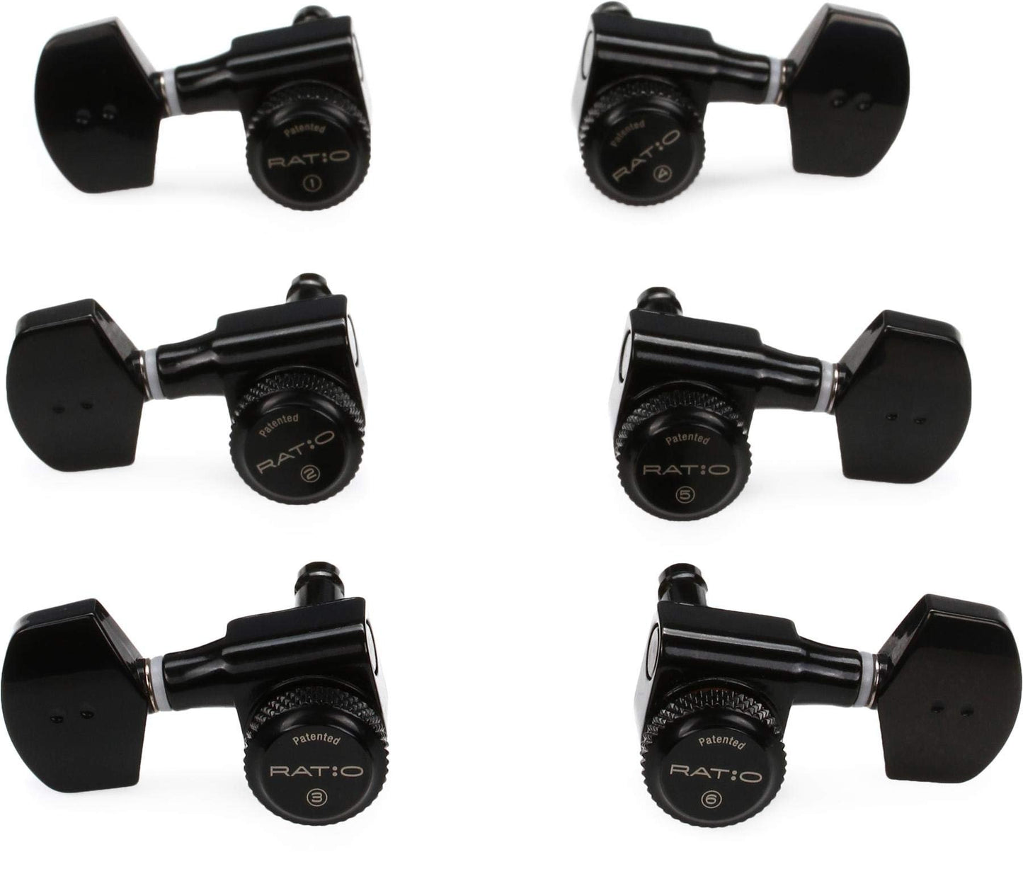 Graph Tech PRL-8311-B0 Ratio 3+3 Electric Guitar Locking Machine Heads - Contemporary Style/Black Finish