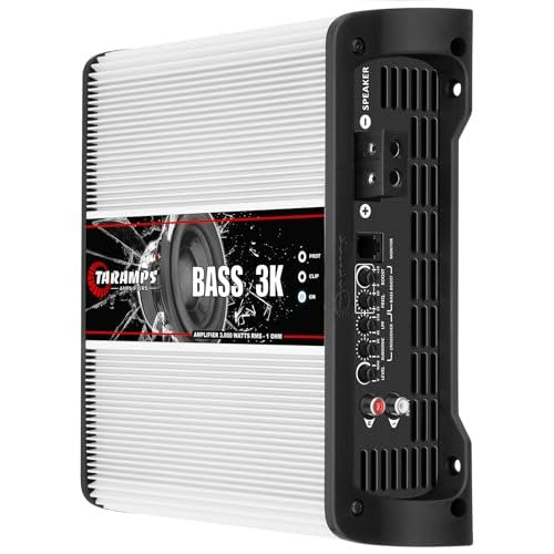 Taramps BASS 3k 1 Ohm 1 Channel Mosfet Amplifier 3000 Watts RMS, Monoblock, Subsonic Filter, Low Pass Crossover, Bass Boost, RCA, Class D, Car Audio System, Great for Subwoofers, Max Power