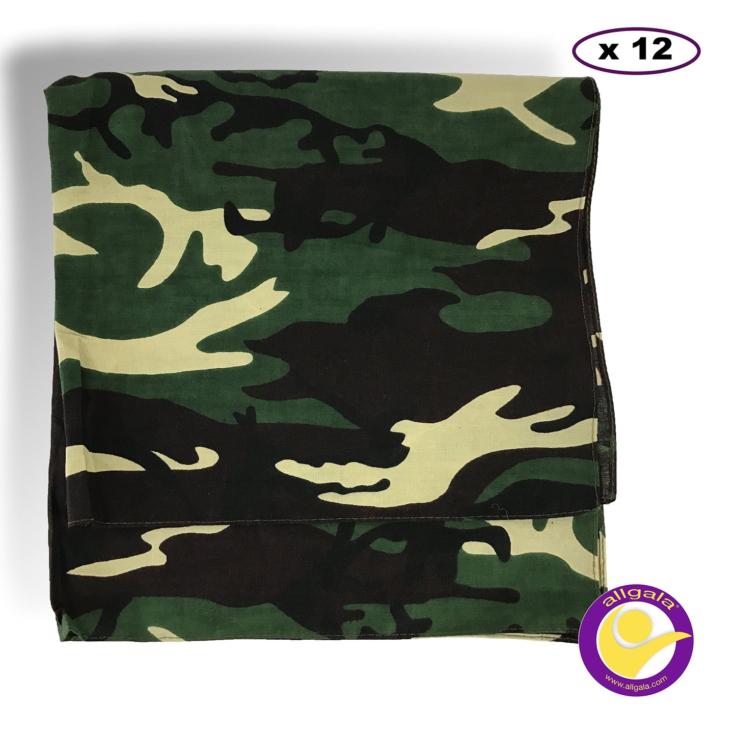 Allgala 12 Pack 100% Cotton Premium Bandanas Head Band Wrap Scarf