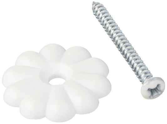 Three Pack of -UNITED STATES HDW D-138B 24 Piece White Plastic Rosette Button