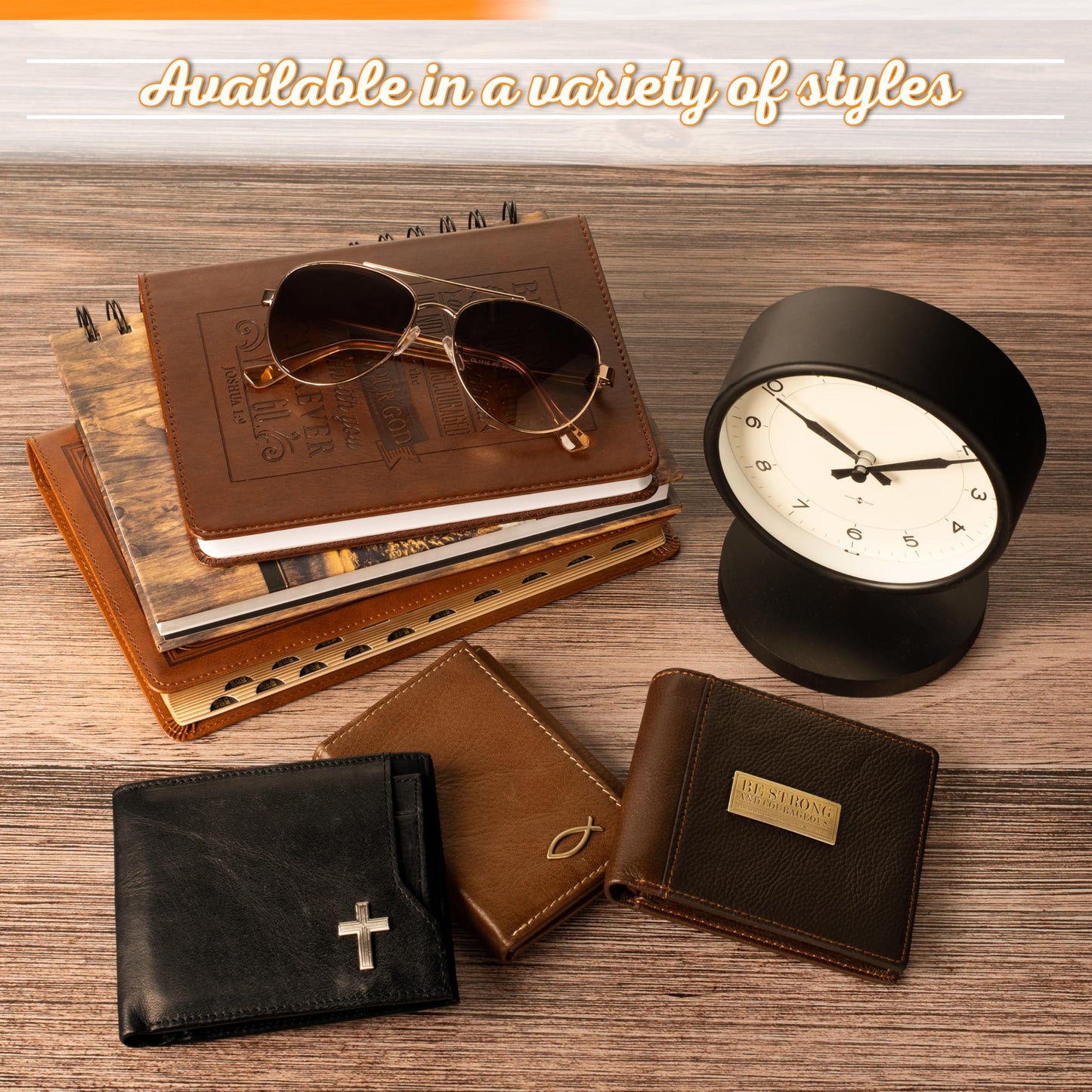 Christian Art Gifts Genuine Premium Full Grain Leather RFID Blocking Silver Engraved Cross Wallet for Men: Multi Pocket Billfold w/Removable ID Window Accessory for Credit Cards, Bills, Photos, Black