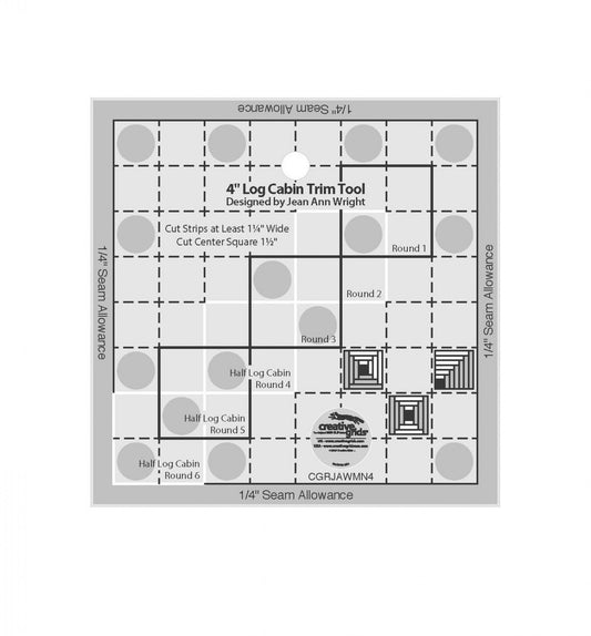 Creative Grids 4in Log Cabin Trim Tool Quilt Ruler - CGRJAWMN4