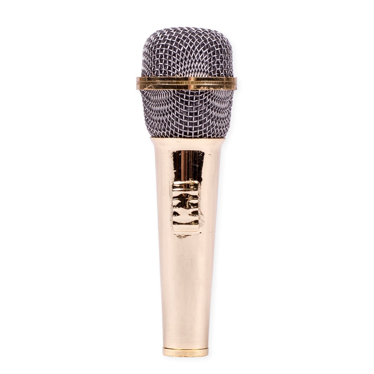 Microphone Miniature Replica Metallic Gold Tone 1 x 3 Resin Refrigerator Magnet