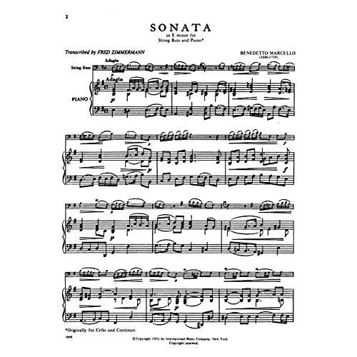 Marcello: Sonata in E minor Op. 1 No. 2 for Bass and Piano