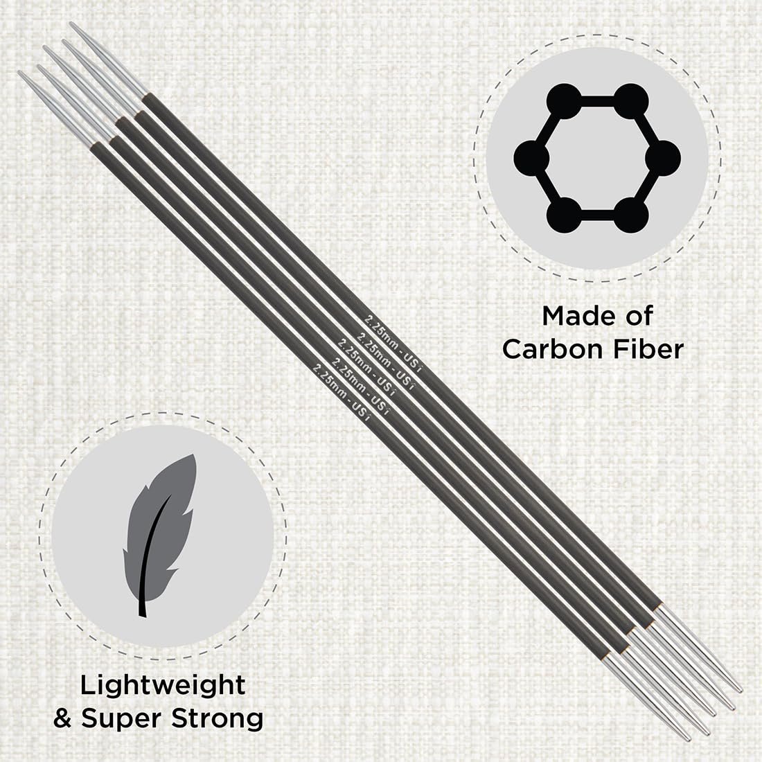 KnitPro Karbonz Double Pointed Needles 8" (20cm)