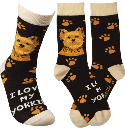 Primitives by Kathy Socks - I Love My Yorkie, Unisex, One Size