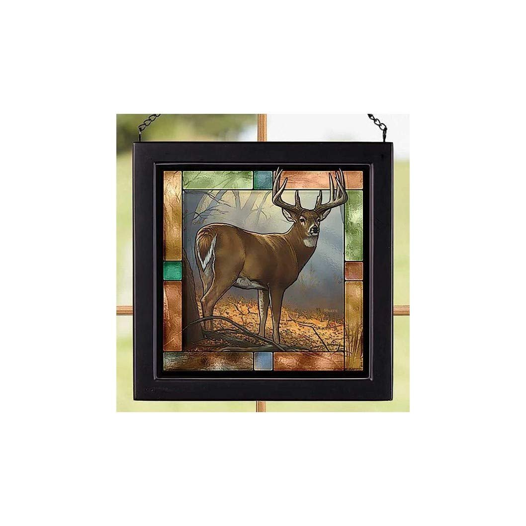 Wild Wings 5386497002 Stained Glass Art, 9-inch Square (in Prime Whitetail Deer)