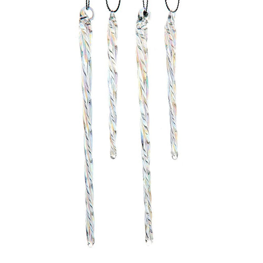 Kurt Adler 3.5-5.5-Inch 24-Piece Glass Iridescent Icicle Ornament Boxed Set