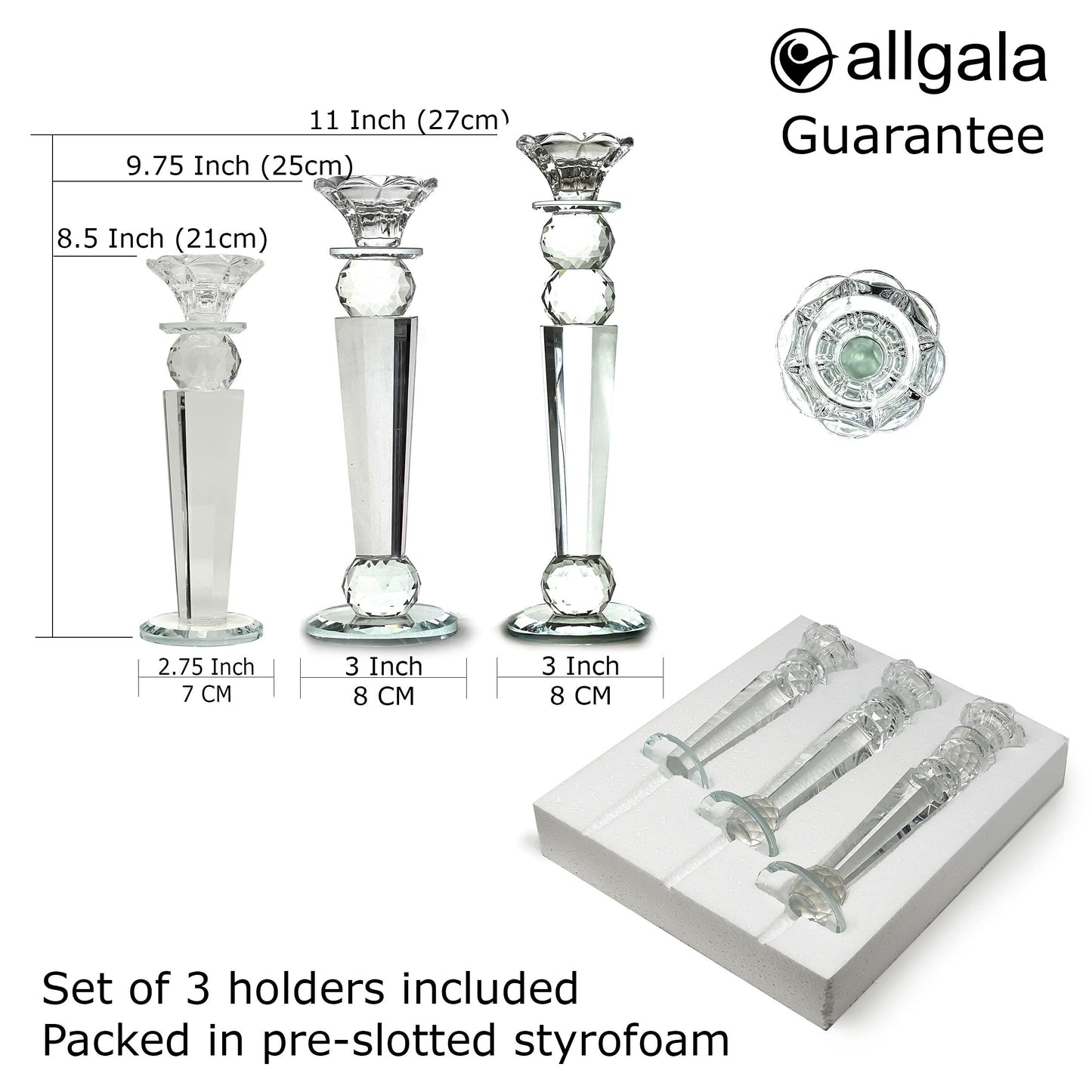 Allgala Single Crystal Glass Candlesticks