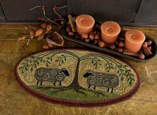 Shepard's Shade 637 Punch Needle Pattern Threads That Bind Sheep Weeping Willow Tree Punchneedle