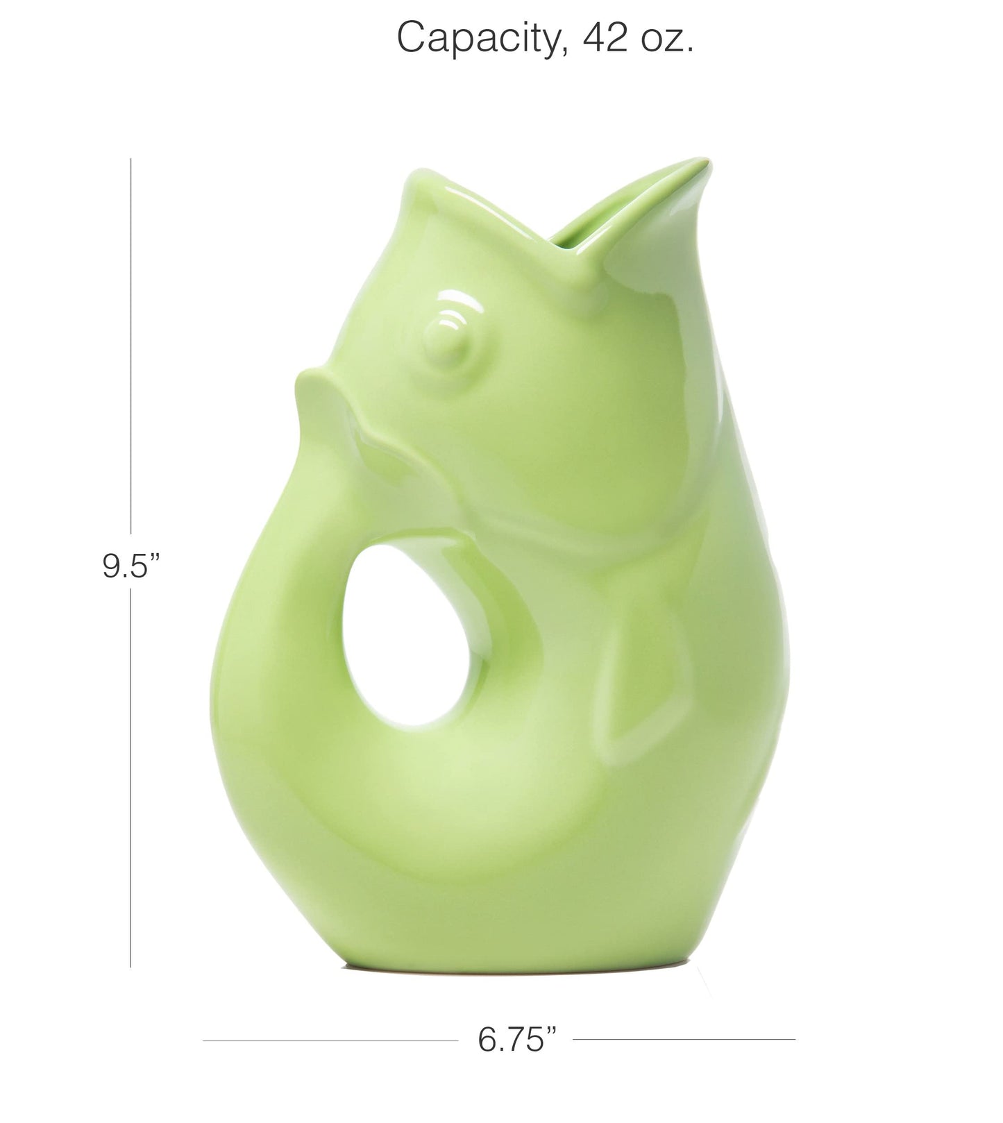 Gurgle Pot Fish Pitcher- | Large Flower Vase or Beverage Pitcher | Green Serving Ware for Parties | Indoor and Outdoor Serveware | Coffee and Dining Room Tables Centerpieces