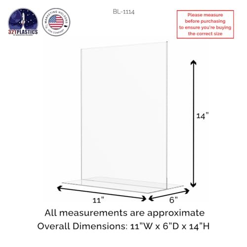 Marketing Holders Acrylic Sign Holder 11" x 14" Literature Flyer Poster Frame Letter Notice Menu Pricing Deli Table Tent Countertop Expo Event Sign Holder Display Stand Double Sided Bottom Loading