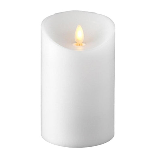 RAZ IMPORTS INC Push Flame Flameless Battery Operated LED Pillar Candle White 3.5"x 5" for Home Décor, Holiday and Gift