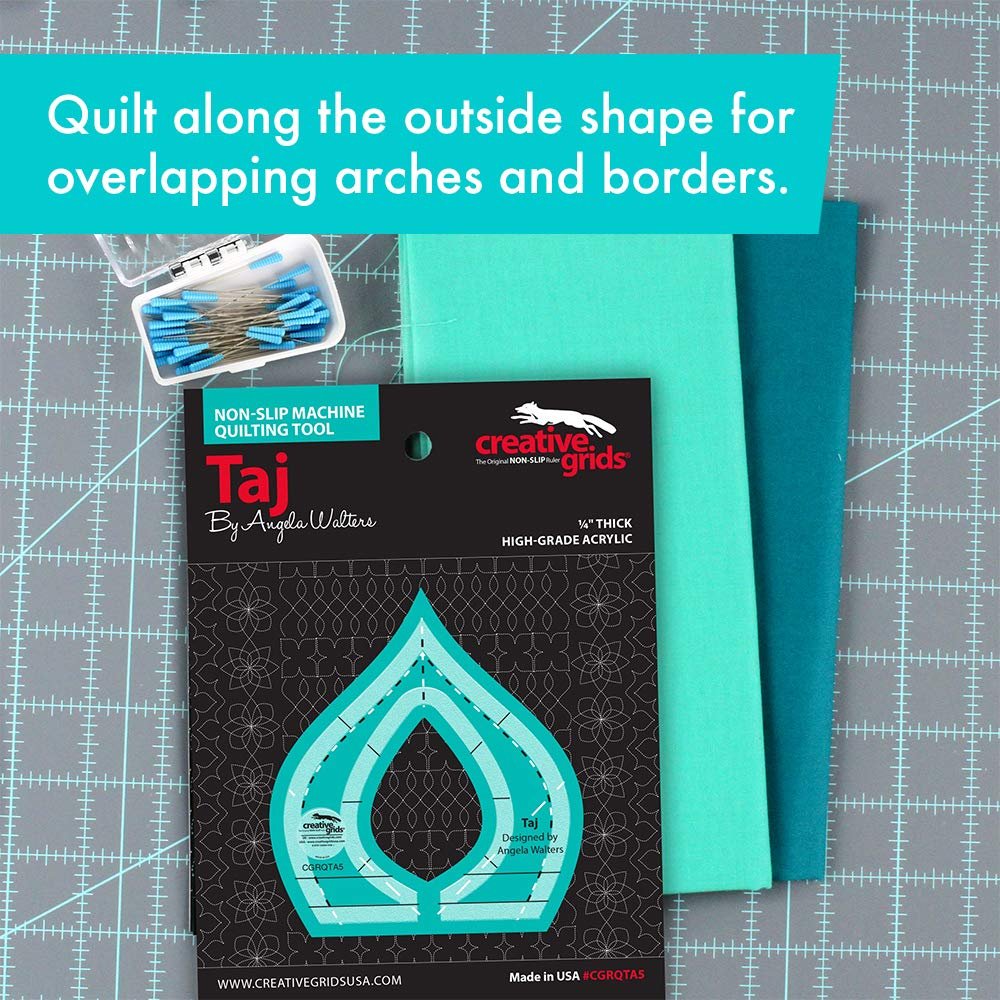Creative Grids Machine Quilting Tool – Taj – CGRQTA5 – Made in USA, Non-Slip Grip Acrylic Quilting & Sewing Template Ruler for Free-Motion Quilt Patchwork Design on Domestic Sewing & Longarm Machines