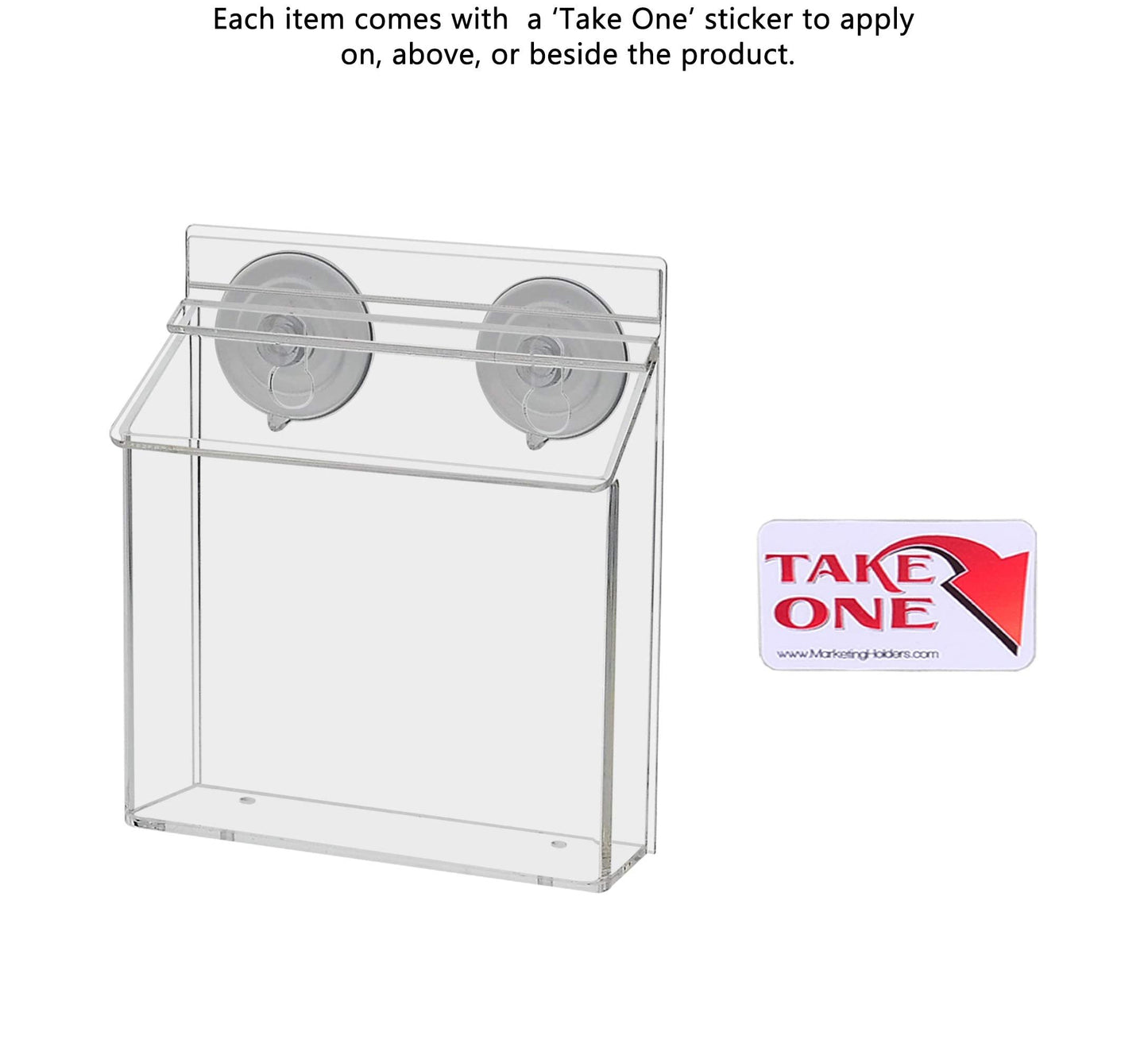 Outdoor Brochure Holder Suction Cup Window Mount Holds 6" x 4" Postcards Handouts Clear Acrylic Indoor or Outdoor Perfect for Take Out Menus and Pricing Sheets with Lid by Marketing Holders