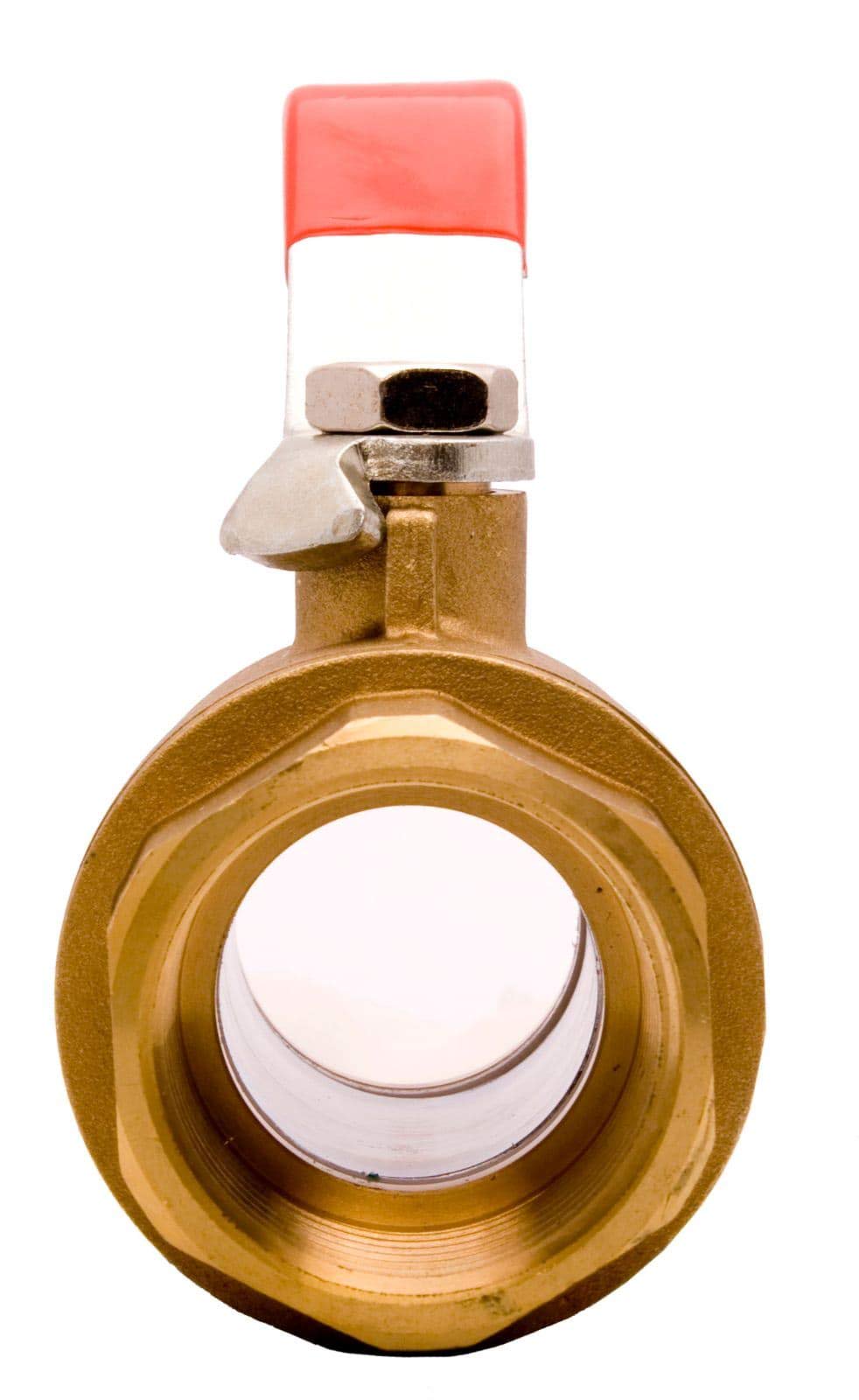 1-1/2" Brass Ball Valve - Full Port 600WOG, w/Red Handle #CBVB150UPD