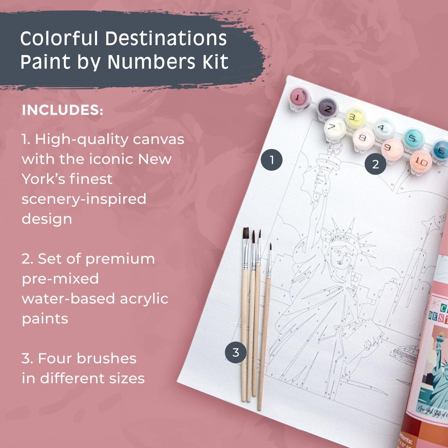 Pink Picasso Mid Century Modern Paint by Numbers Kits, 8x10…