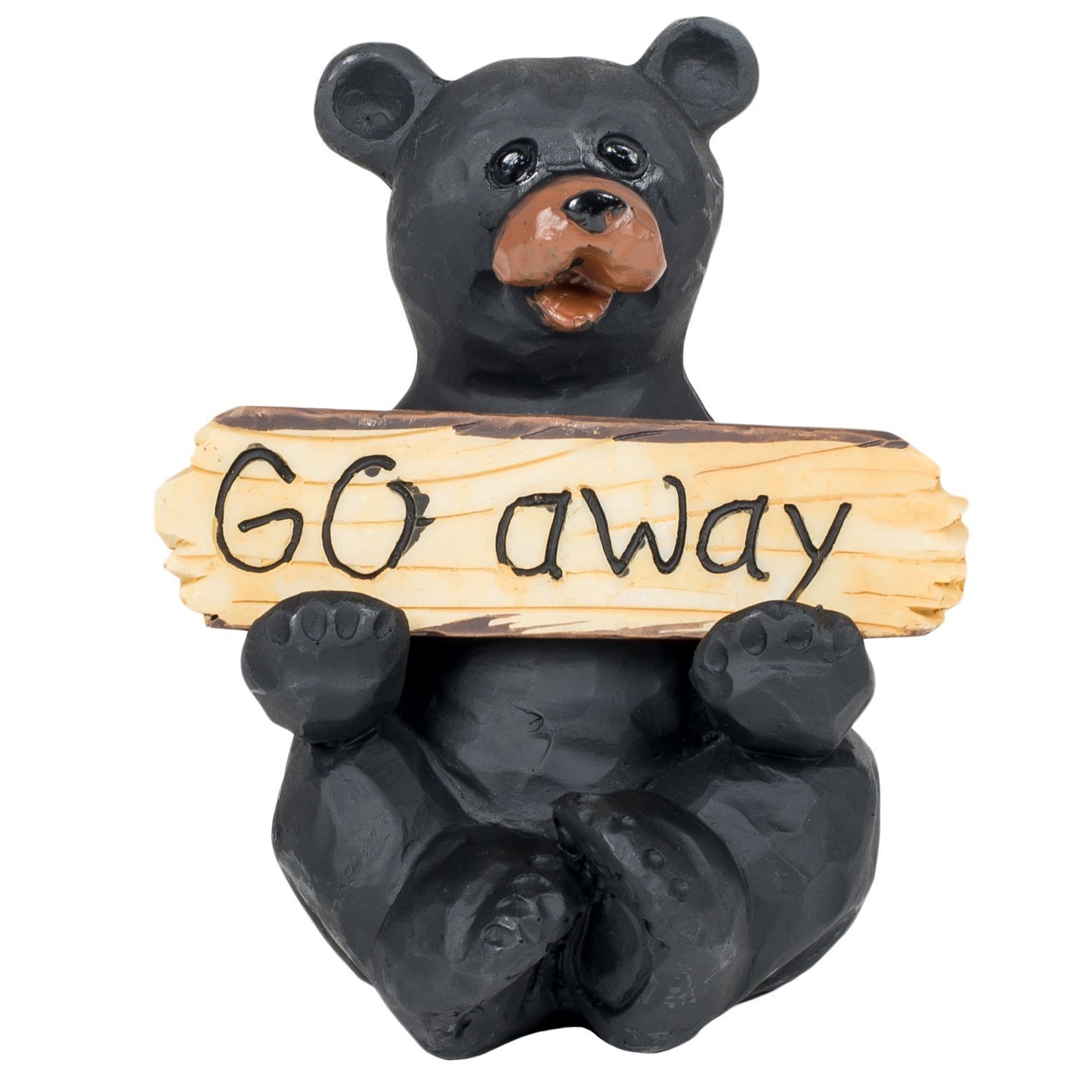 Slifka Sales Company Black Bear with Welcome and Go Away Sign Decorative Tabletop Figurine