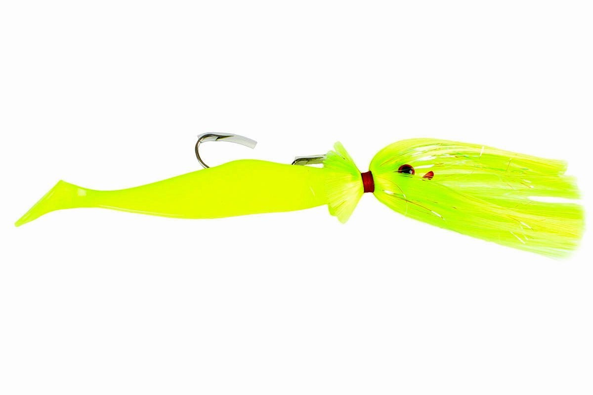 Blue Water Candy - Rock Fish Candy 12 oz & 8 oz Mojo Lure Loaded with 9-Inch Swimbait Shad Bodies Tandem Parachute Rigged & Ready