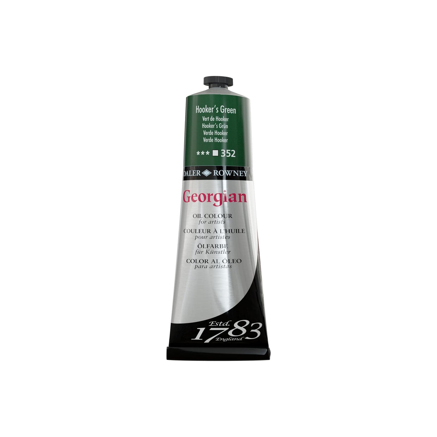 Daler Rowney Georgian Oil Paint Hooker's Green 225ml Tube - Art Paints for Canvas Paper and More - Oil Painting Supplies for Artists and Students - Artist Oil Paint for Any Skill Set