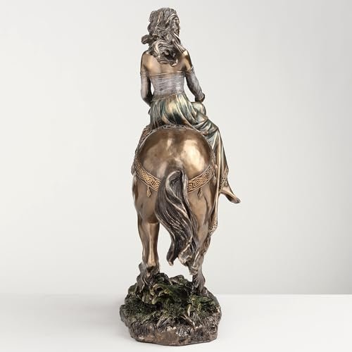 VERONESE DESIGN 9 1/4 Inch Rhiannon Epona Celtic Goddess on Horse Cold Cast Resin Bronze Finish Statue