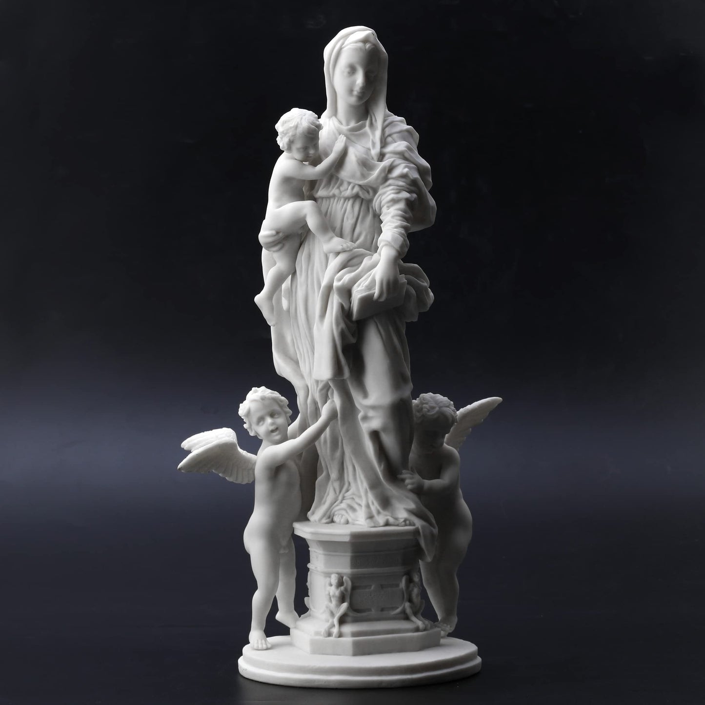 Veronese Design 14 1/8 Inch Madonna of The Harpies Resin Statue Marble White Finish