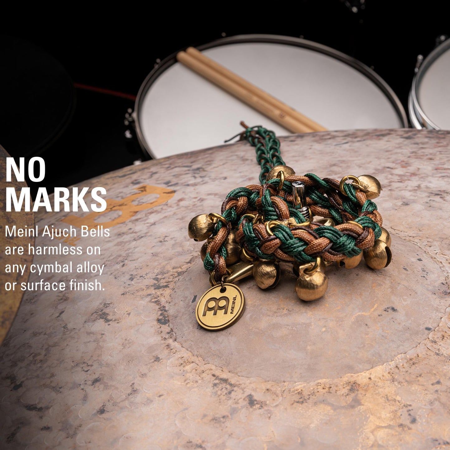 Meinl Percussion Ajuch Brass Bells, Small Size for High Pitch — Hand Tied Rope — Place on Any Hihat or Cymbal Stand for Light Jingle Sounds, Includes Canvas Bag, 2-Year Warranty, MABS