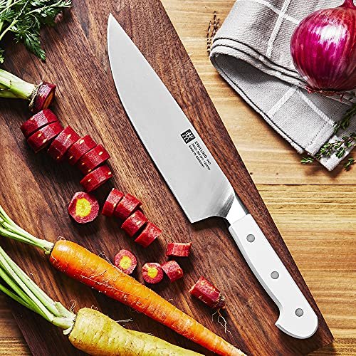ZWILLING Pro Le Blanc 8-inch Chef's Knife, Razor-Sharp Blade, White Polymer Handle, Made in Germany