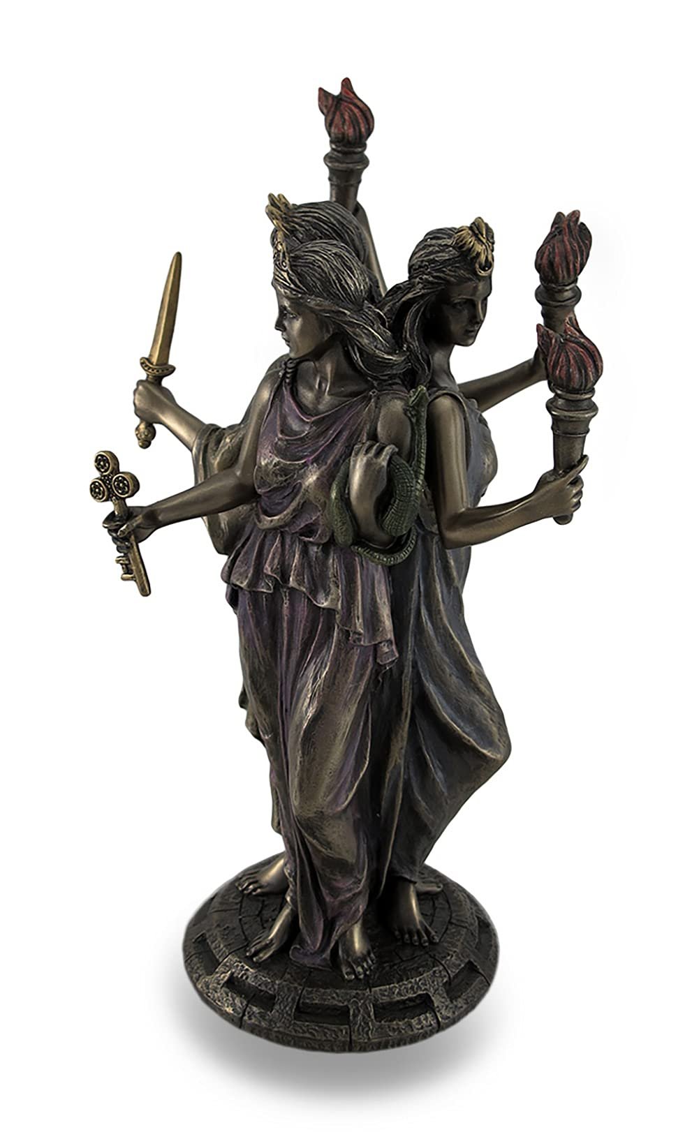 Veronese Designs 8 1/4" Tall Hecate Greek Triple Goddess of Magic Statue Cold Cast Resin Antique Bronze Finish Moon Goddess Sculpture