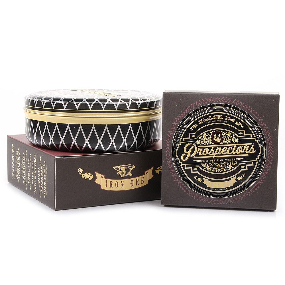 Prospectors Pomade Iron Ore | Hair Styling Pomade for Men | Strong Hold No Flakes Natural Shine | Moisturizes Hair for Any Hairstyle Paste Molding Sculpting Slick Back Fresh Scent Water Based 14oz
