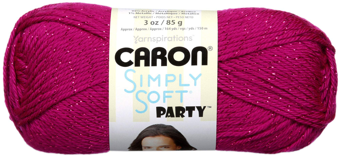 Caron Simply Soft Party Yarn (3-Pack) Fuchsia Sparkle H97PAR-2