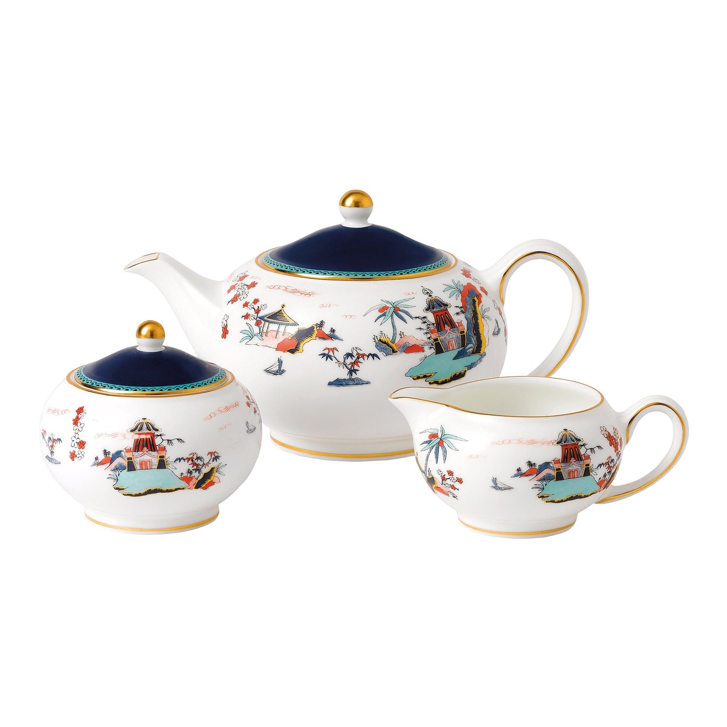 Wedgwood Wonderlust Blue Pagoda 3-Piece Tea Set