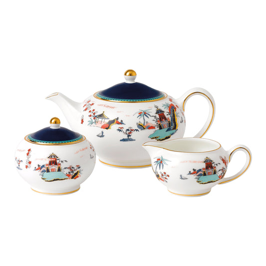 Wedgwood Wonderlust Blue Pagoda 3-Piece Tea Set