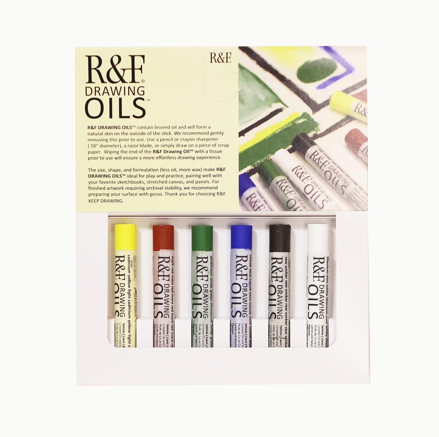 R&F Drawing Oils, Introductory Color Set, 6 12 ml colors
