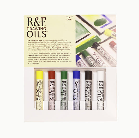 R&F Drawing Oils, Introductory Color Set, 6 12 ml colors