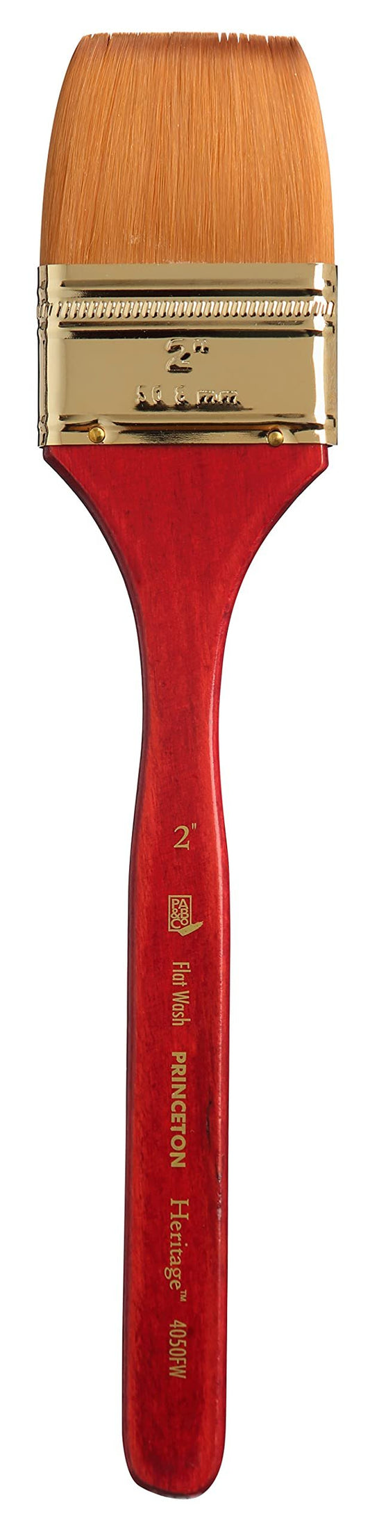 Princeton Heritage, Series 4050, Synthetic Sable Paint Brush for Watercolor, Flat Wash, 2