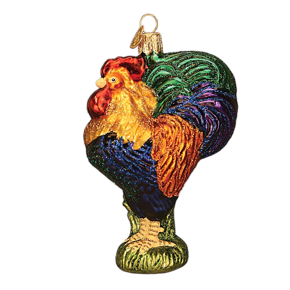 Old World Christmas Heirloom Rooster Glass Blown Ornament for Christmas Tree, Handcrafted Holiday Decoration, Farm Animal Collection