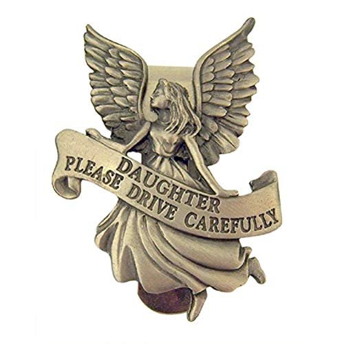 H. J. Sherman Daughter Please Drive Carefully Guardian Angel Pewter Car Visor Clip